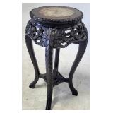 Heavily Carved Asian Marble Inset Plant Stand