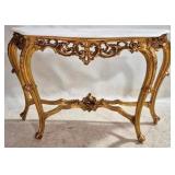 Marble Top Carved Gilded Console Table