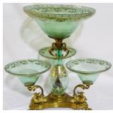 Monumental Glass Bowl Epergne 21"