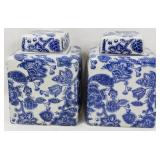 Pr Blue & White Ginger Jars