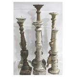 6 Large Wood Candle Prickets