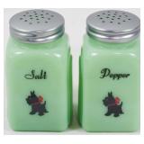 Jadeite Scotty Salt and Pepper Shakers 4"