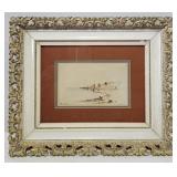 J W Hill Signed "House & Sailboat"