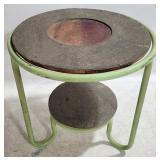 Wood & Green Metal Table 24 x 24