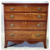 Cherry Hepplewhite Inlaid Splay Leg 4 Drawer Chest