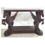 Carved Mahogany Winged Pegasus Table