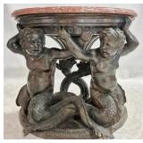 Bronze & Marble Cherub Mermaid Table