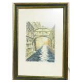 Signed Bridge of Sighs Art 15.5x11