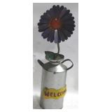 Metal Yard Decor Bucket w / Flower - 29"