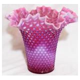 Large Fenton Opalescent Cranberry Vase