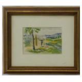 Gretchen Scales "Cabin and Moutains" Watercolor