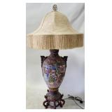 Asian Moriage Lamp, Fringed Shade, 46"