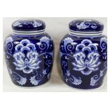 Pr Blue & White Ginger Jars 8.5"