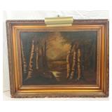 19th Century Oil on Canvas Painting w/ Light