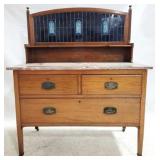 English Marble Top & Tile Back Washstand