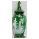 Monumental Mary Gregory Art Glass Urn 17"