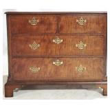 Walnut Oyster Veneer Bracket Foot 2 Over 2 Chest