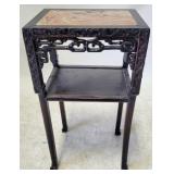Heavily Carved Asian Marble Inset Stand