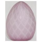 Satin Diamond Quilted Glass Egg Paperweight 3.5"
