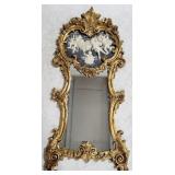 French Carved Mirror Adorned w/ Cherubs in Relief