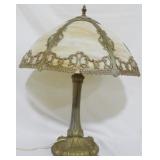 Vintage Slag Glass Filigree Lamp - 22"