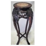 Heavily Carved Asian Marble Inset Plant Stand