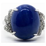 Cabochon Cut Blue Burmese Sapphire Ring