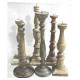 6 Wood Candle Prickets