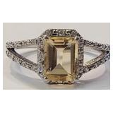 Sterling Yellow Topaz size 6.75 Ring