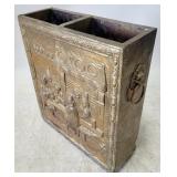 English Brass Clad Umbrella Stand 21 x 7 x 18