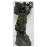 Woman with Basket Chalkware Sculpture 16.5"