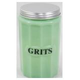 Jadeite Grits Canister 7"
