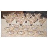 Set of 12 Gold Etched Glasses