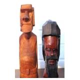 2 Carved Wood Statues