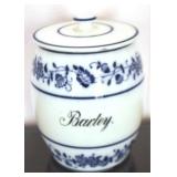 Blue & White Jar w/ lid - 9" tall