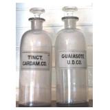 Pair of Glass Medicine Bottles - 10.5" tall