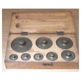 Brass Weights Set in Wood Box
