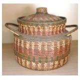 Native American Basket with Lid - 7" x 9"