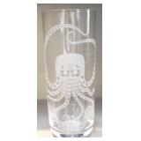 Etched Glass Vase - Signed - 11" Tall