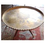 Brass Top Table w/ Wood Base - 42 x 16