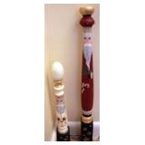 2 Painted Wood Santas