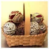 Basket w/ decorative balls - 14 x 12 x 12