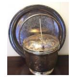 Silver Plated Tray & Ice Bucket - 12" tall