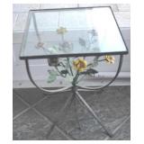 Metal Glass Top Table - 19" x 14.5" x 14.5"