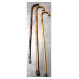 3 Wood Canes - 33" Long
