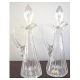 2 Glass Vinegar Bottles - 10" Tall