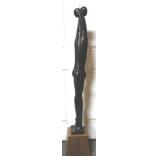 Carved Wood Statue on Wood Base