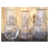 Lot of 3 Bedside Table Water Sets 7" Tall