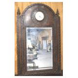 Metal Frame Mirror w / Clock - AS IS (Cracked)