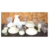 Lot of Glass Globes & Lamp Parts